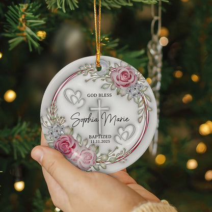 Personalized Christian Custom 3D Inflated Effect Ceramic Ornament Custom Name Religious