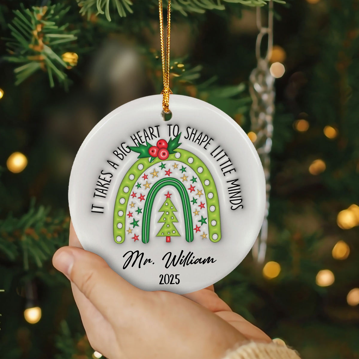 Personalized Teacher Christmas Ornament 3D Inflated Effect
