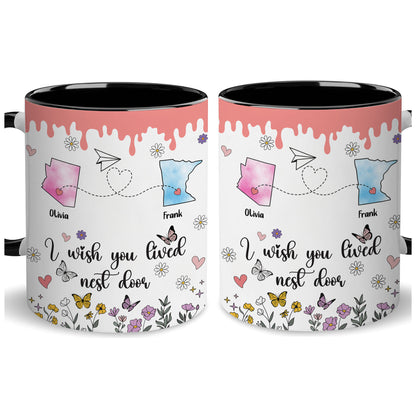 Personalized Map Distance State Coffee Mug Floral Custom