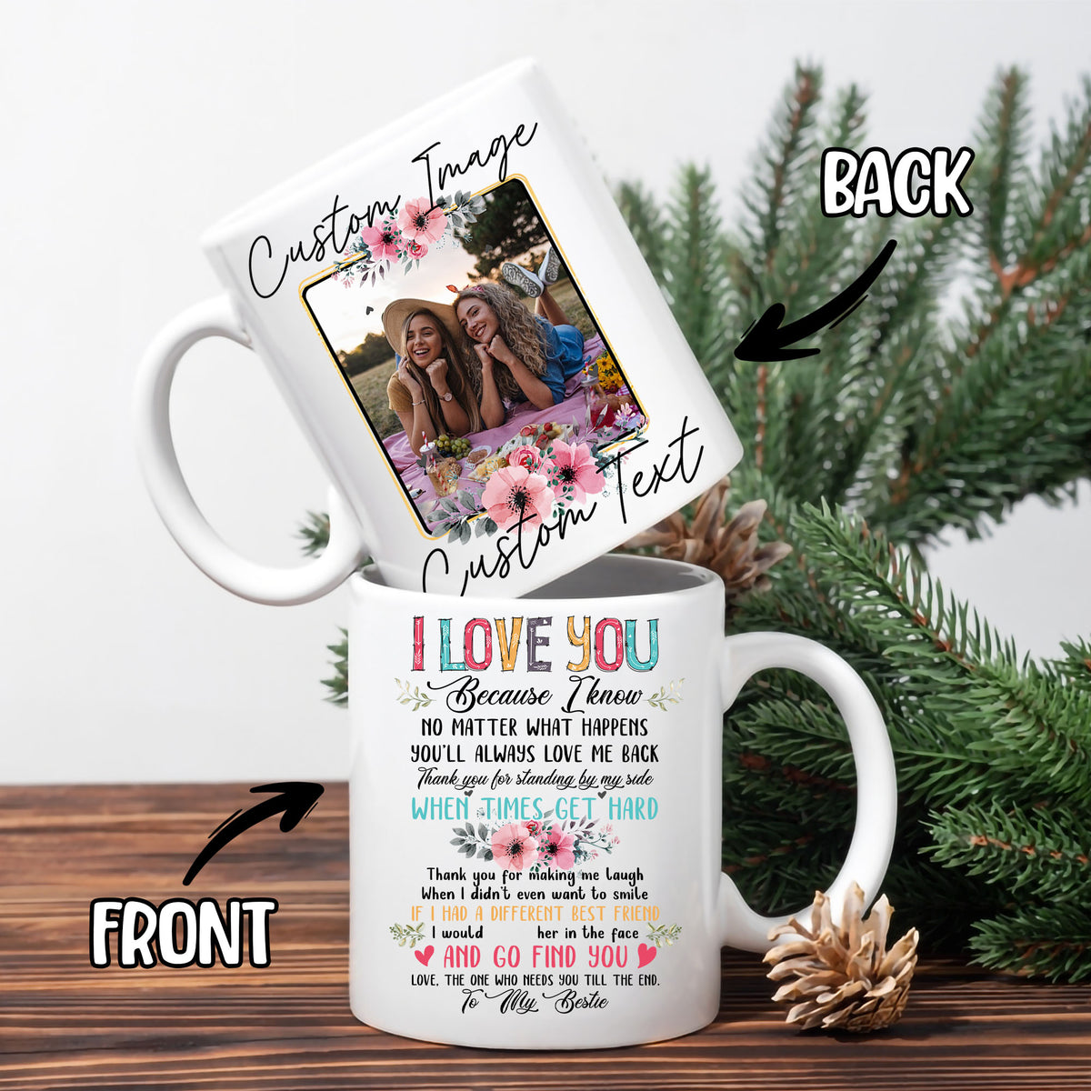 Personalized Customized Photo Mug For Bestie Custom Image Photo Coffee Mugs 11Oz