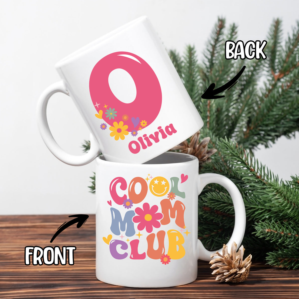 Personalized Mothers Day Gifts Coffee Mugs For Women, Init Letter Custom Mug 11Oz 15Oz