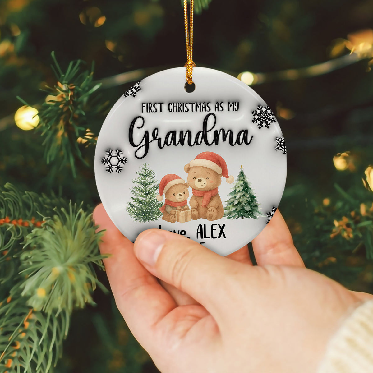 Personalized Gift Christmas Grandma Custom 3D Inflated Effect Ornament