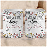 Personalized Map Distance State Floral Custom Coffee Mug