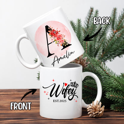 Personalized Customized Gift For Wife Init Letter Custom Coffee Mug 11Oz
