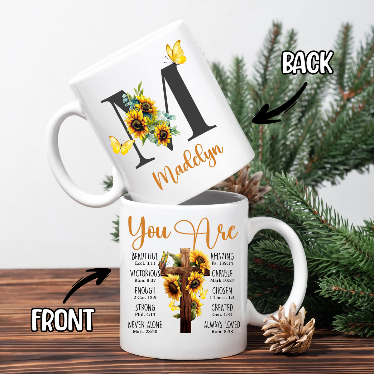 Personalized Christian Gifts for Women Init Letter Coffee Mug Religious Mug Custom Name