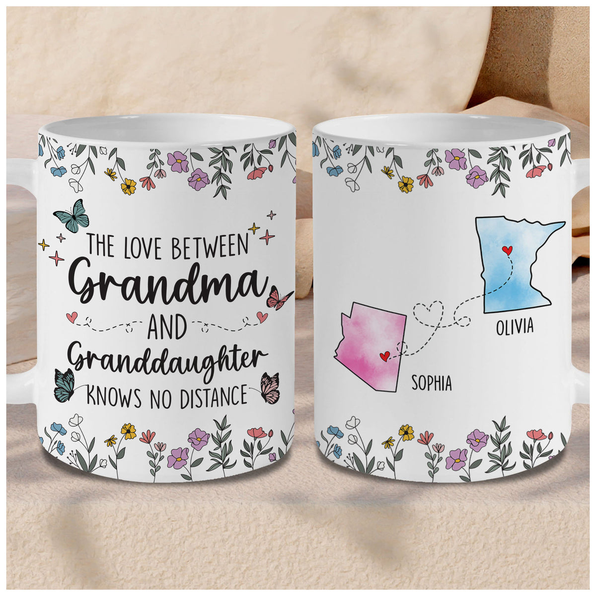 Personalized Choose States Names Coffee Mug Grandma And Granddaughter