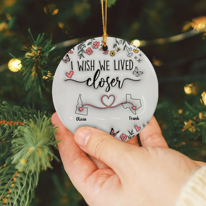 Personalized Map Distance State Floral Custom 3D Inflated Effect Ornament