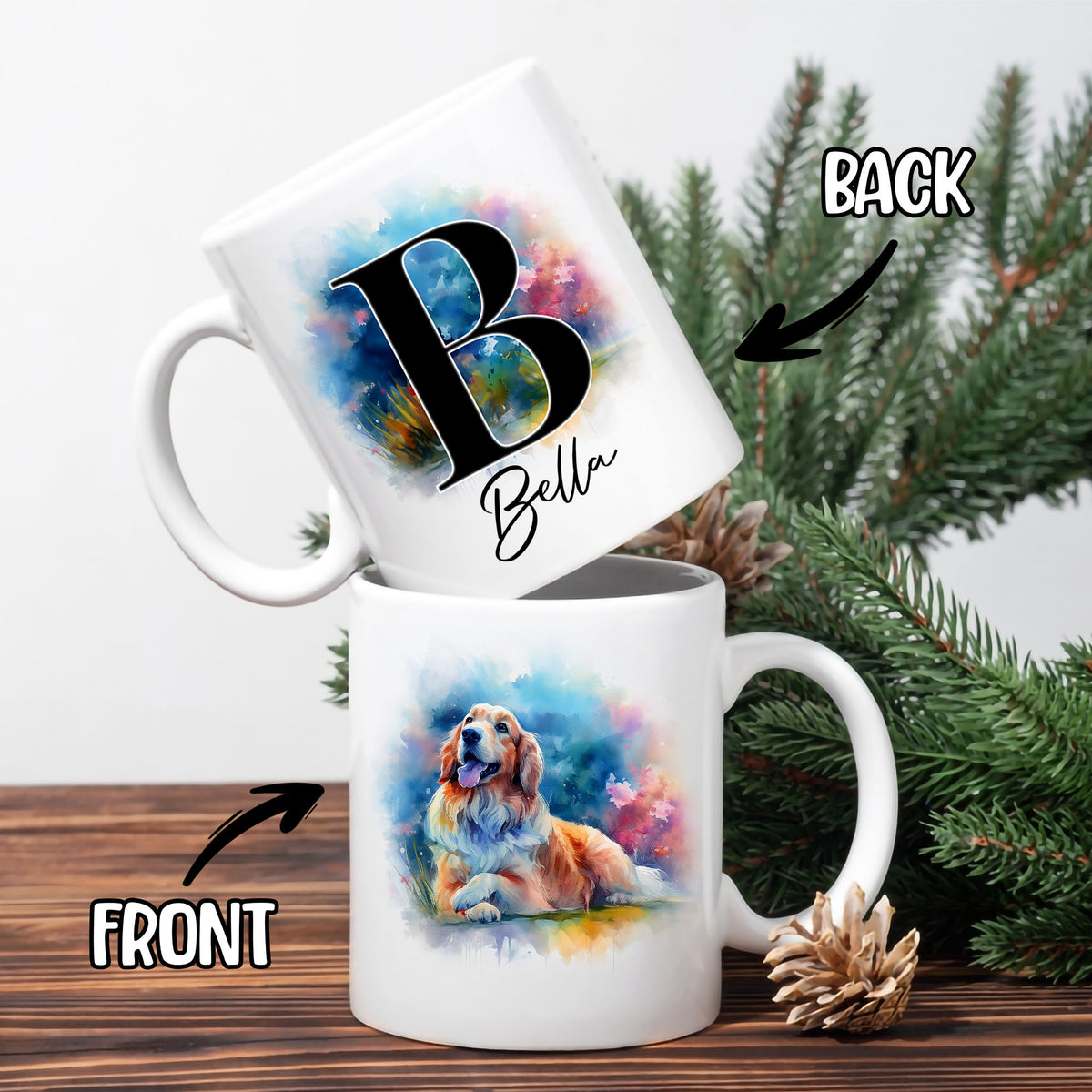 Personalized Gifts For Dog Pet Lovers Init Letter Mug 11Oz, Custom Image Photo & Name