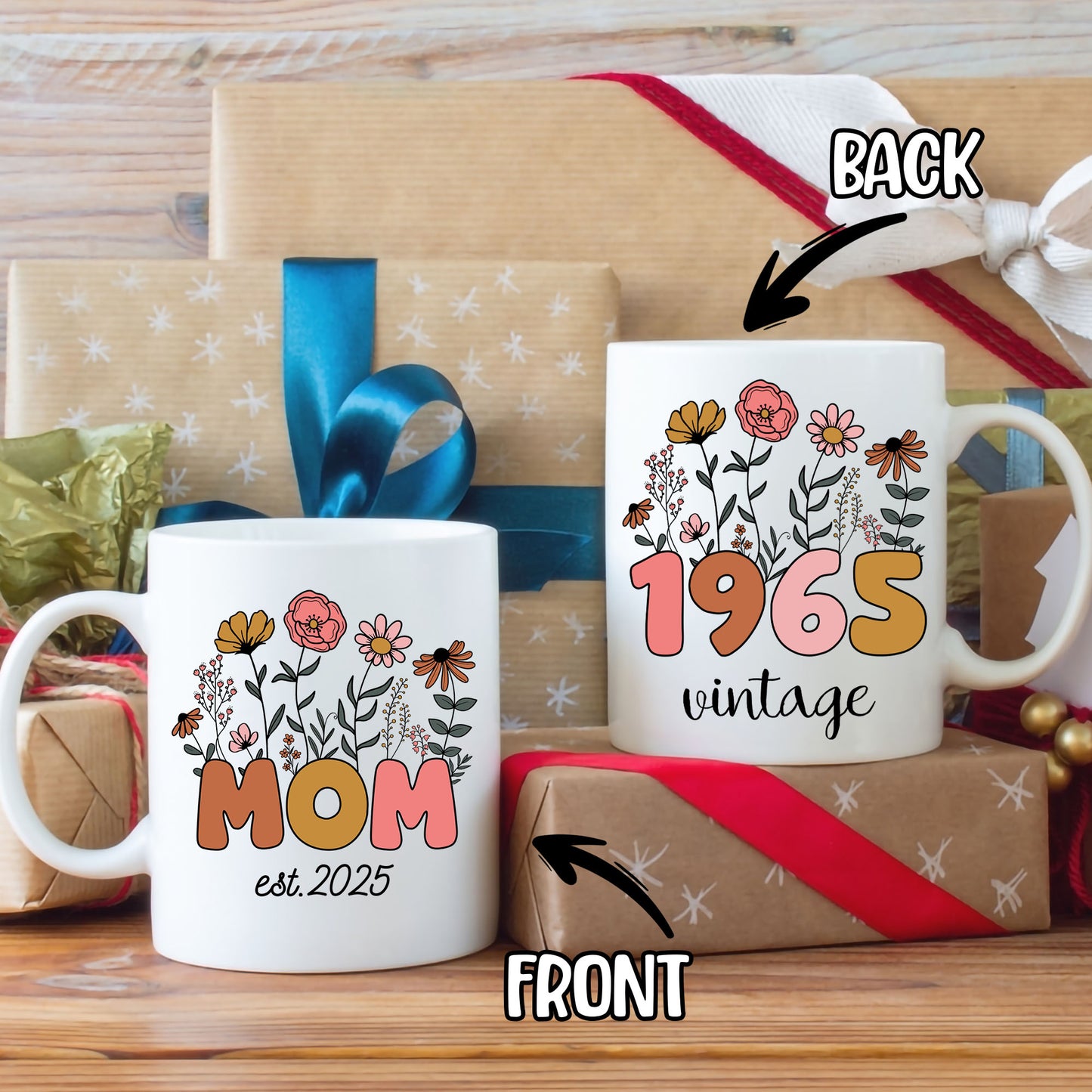 Personalized Birthday Mom Grandma Floral Coffee Mug 11Oz 15Oz