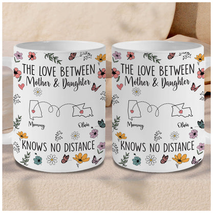 Personalized Custom Map Distance Effect Mom And Daughter Coffee Mug 11Oz 15Oz