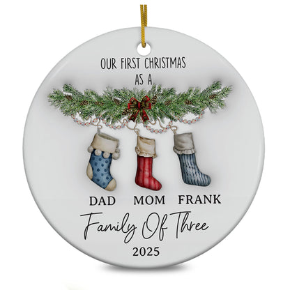 Personalized Family Of Three Christmas Ornament 3D Inflated Effect