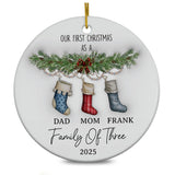 Personalized Family Of Three Christmas Ornament 3D Inflated Effect