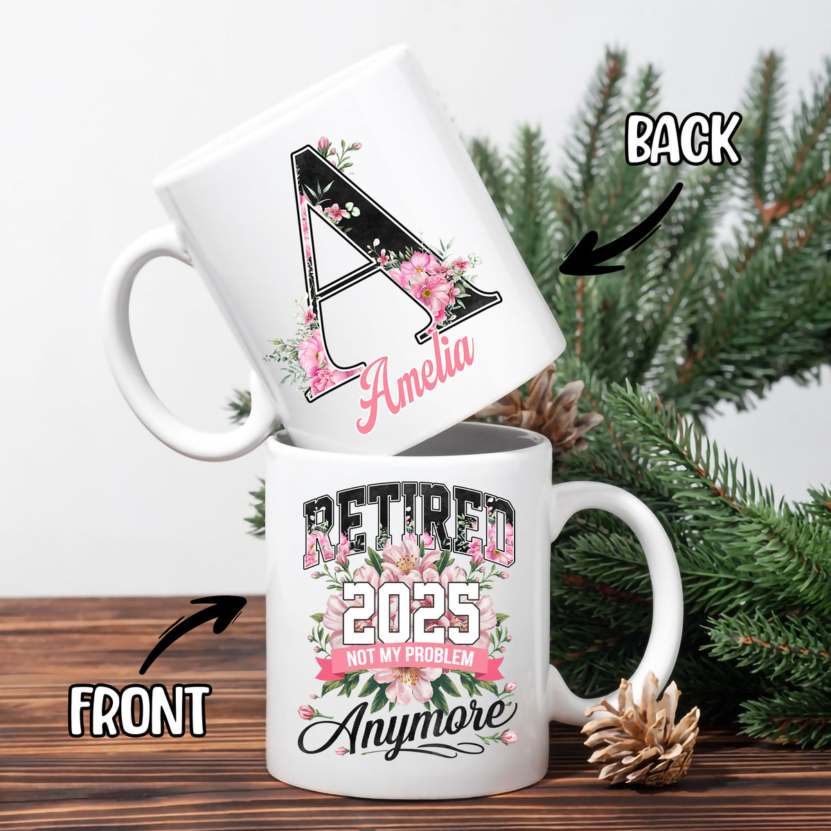 Personalized Gifts For Women Init Letter Custom Mug 11Oz Retirement Gift