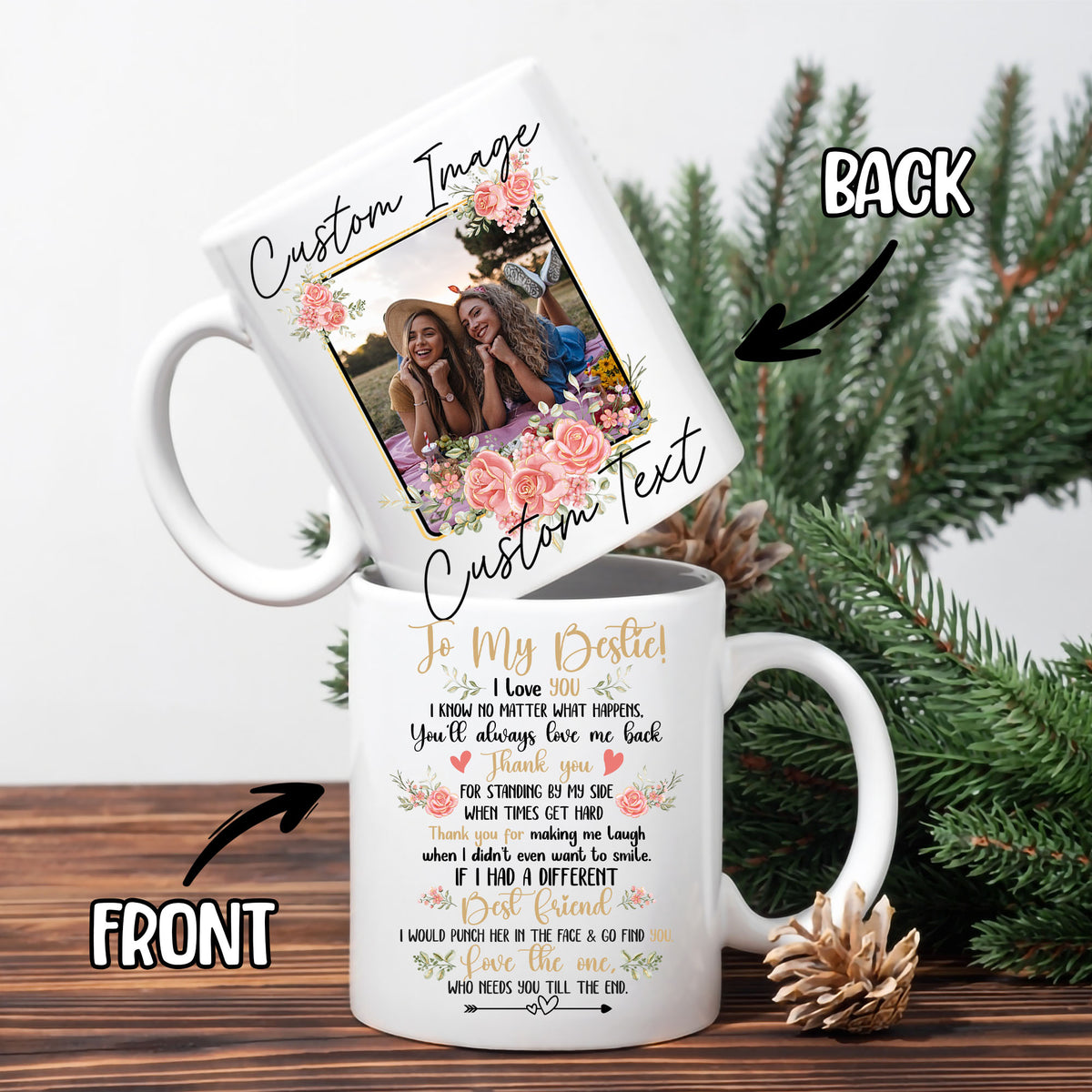 Personalized Customized Photo Mug For Bestie Custom Image Photo Coffee Mugs 11Oz