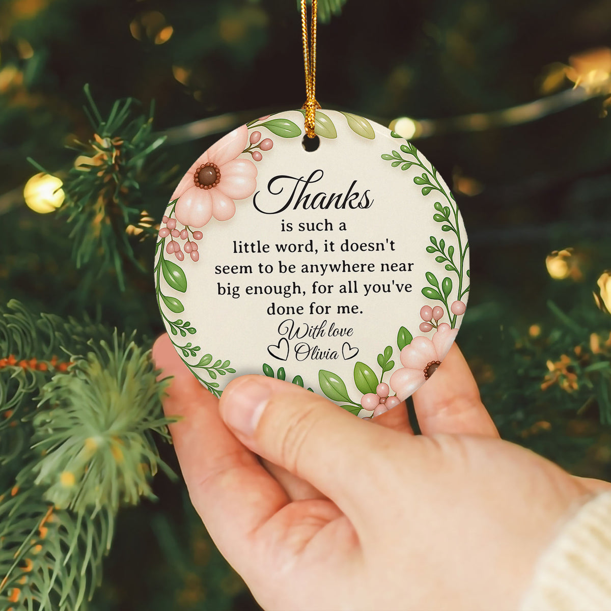 Personalized Thank You Ornament 3D Inflated Effect, Appreciation Gift For Women Thank You