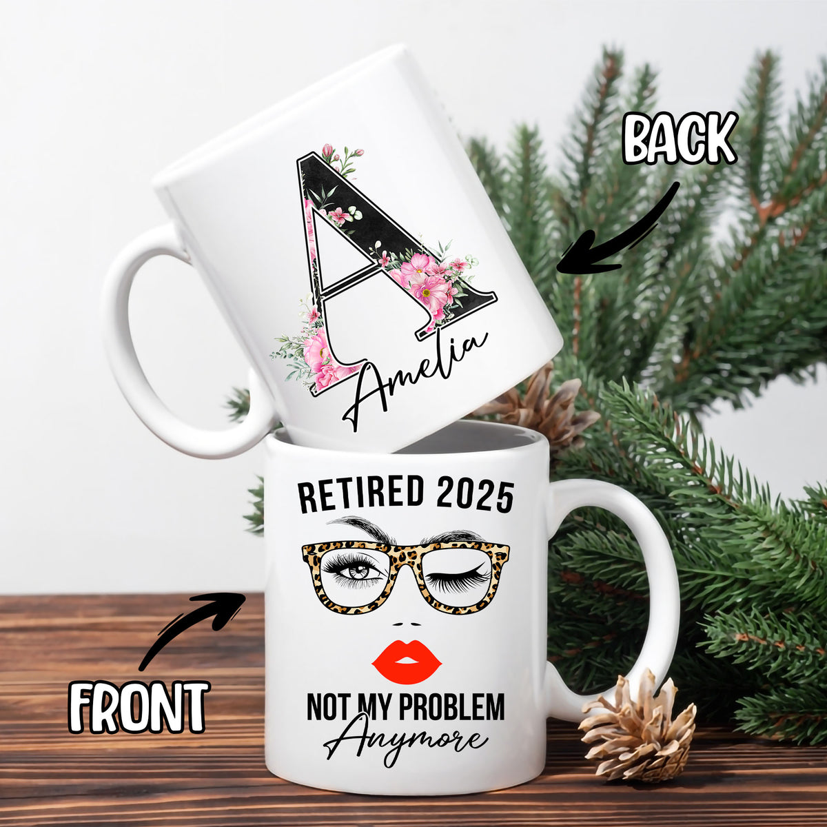 Personalized Customized Retirement Gift For Woman Init Letter Custom Coffee Mug 11Oz