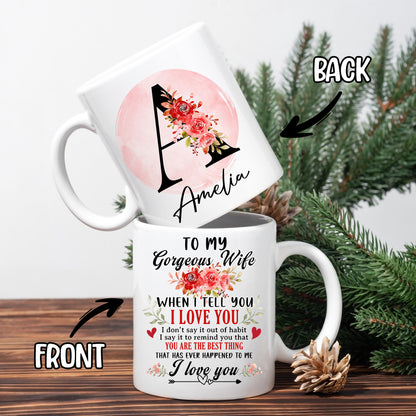 Personalized Customized Gift For Wife Init Letter Custom Coffee Mug 11Oz