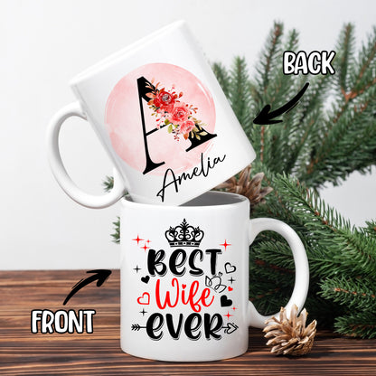 Personalized Customized Gift For Wife Init Letter Custom Coffee Mug 11Oz Gifts For Wife