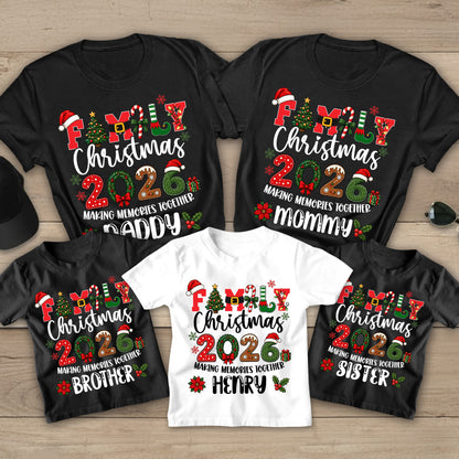 Family Christmas 2026 Matching Shirts, Mommy Daddy Brother Sister Personalized Christmas Family Outfits