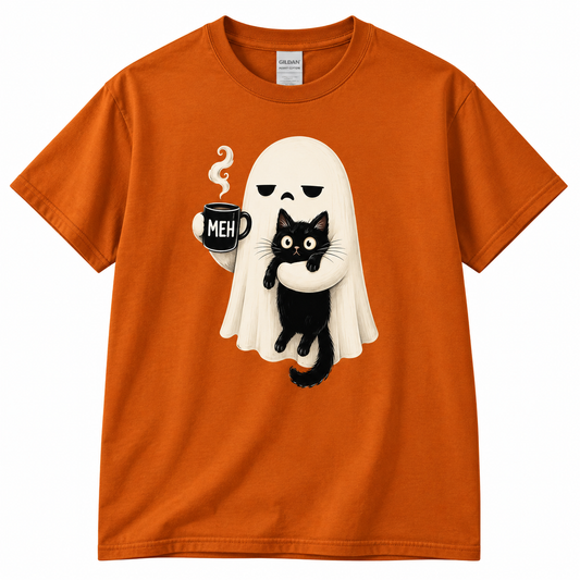 Ghost Hug Black Cat Halloween T Shirt