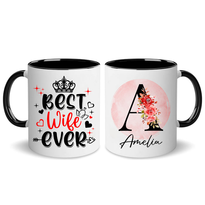 Personalized Customized Gift For Wife Init Letter Custom Coffee Mug 11Oz Gifts For Wife