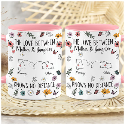Personalized Custom Map Distance Effect Mom And Daughter Coffee Mug 11Oz 15Oz