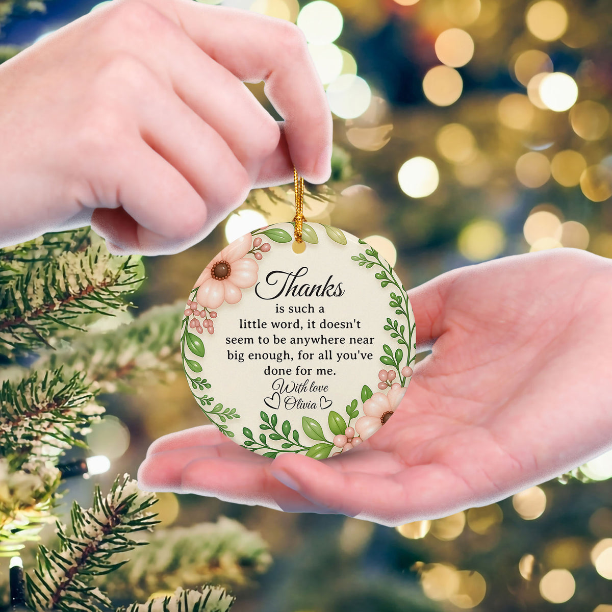 Personalized Thank You Ornament 3D Inflated Effect, Appreciation Gift For Women Thank You
