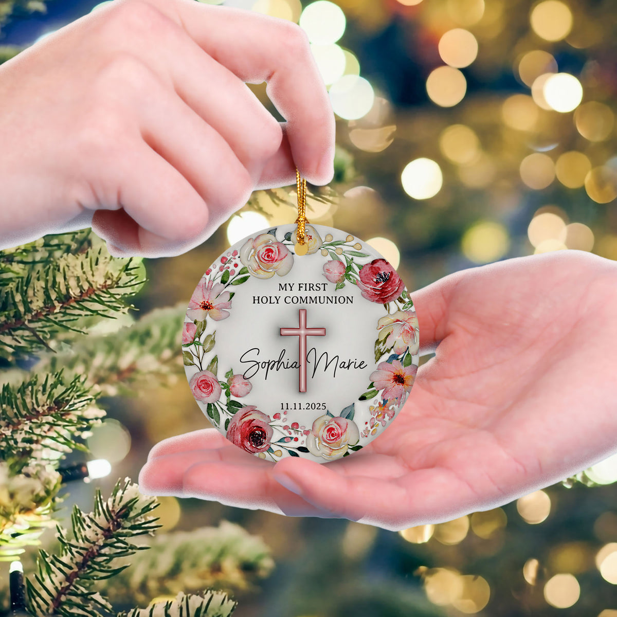Personalized Christian Holy Communion Custom 3D Inflated Effect Ceramic Ornament