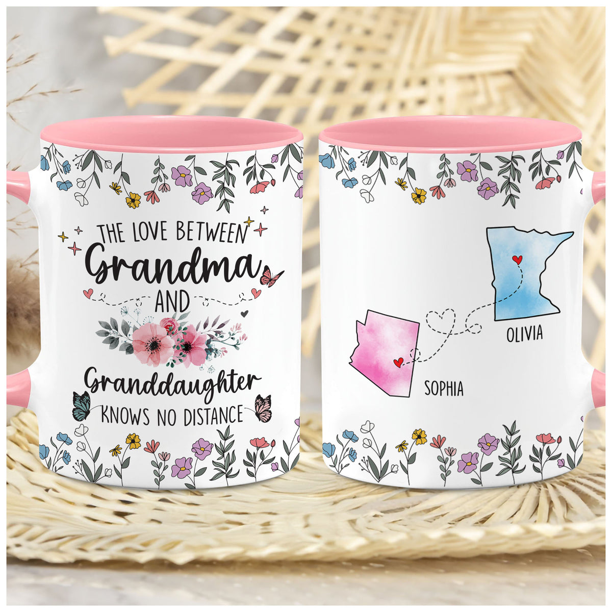 Personalized Choose States Names Grandma And Granddaughter Coffee Mug