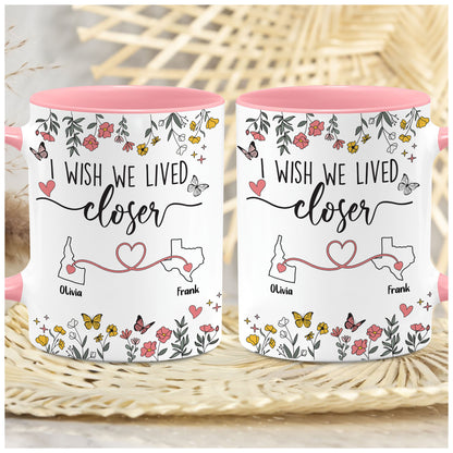 Personalized Map Distance State Floral Custom Coffee Mug