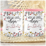 Personalized Map Distance State Floral Custom Coffee Mug
