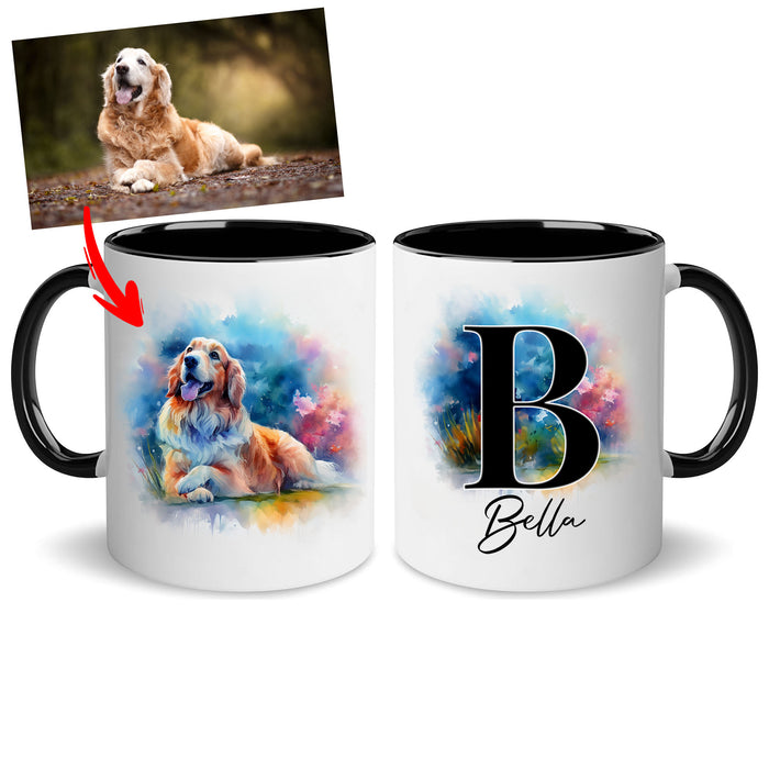 Personalized Gifts For Dog Pet Lovers Init Letter Mug 11Oz, Custom Image Photo & Name