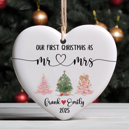 Personalized Our First Christmas As Mr and Mrs Ornament 2025