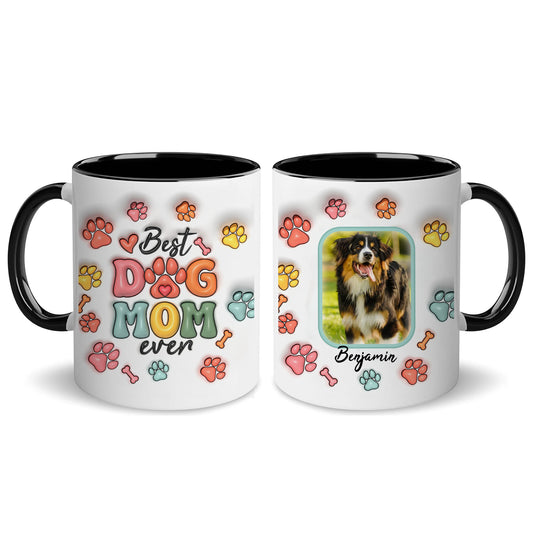 Personalized Custom Image 2D Dog Mom Coffee Mugs 11Oz Photo & Name