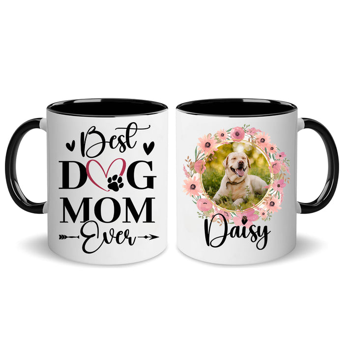 Personalized Dog Mom Gifts For Women Init Letter Custom Mug 11Oz, Dog Mom Gifts Coffee