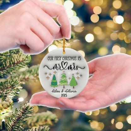 Personalized First Christmas Married Ornament 2025 3D Inflated Effect
