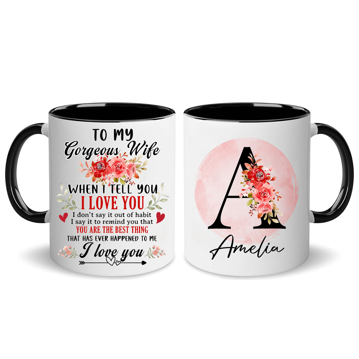 Personalized Customized Gift For Wife Init Letter Custom Coffee Mug 11Oz