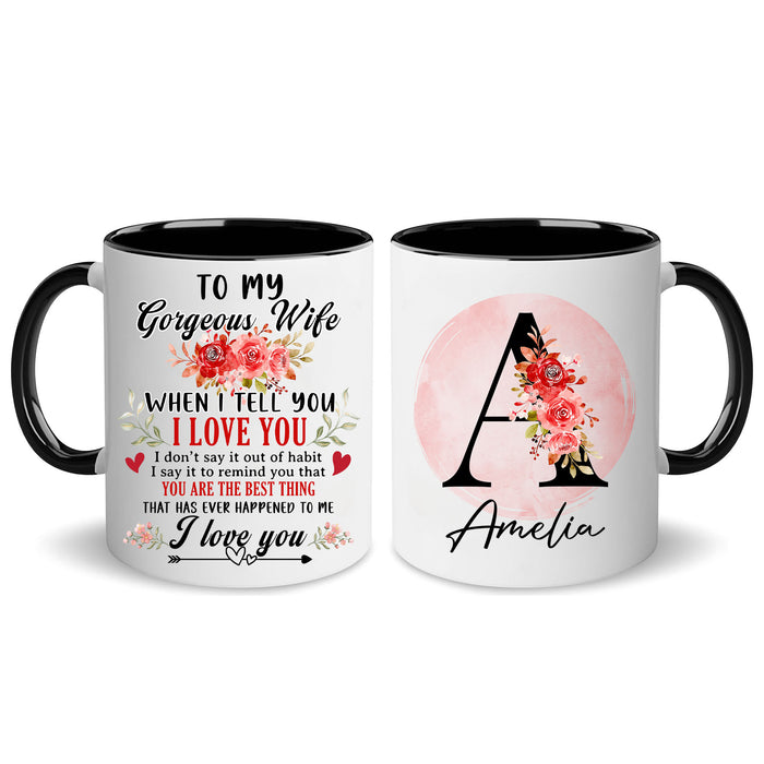 Personalized Customized Gift For Wife Init Letter Custom Coffee Mug 11Oz