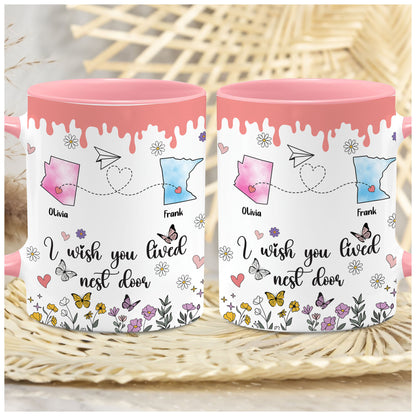 Personalized Map Distance State Coffee Mug Floral Custom