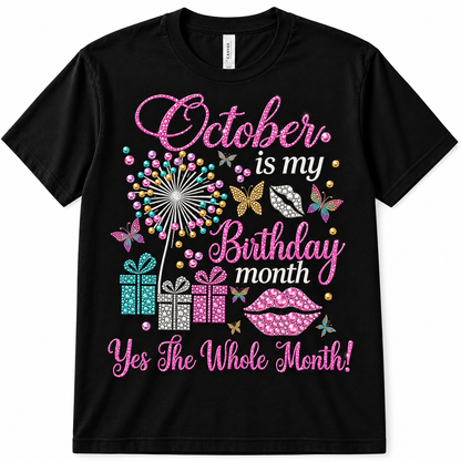 October T Shirt Birthday Whole Month Color