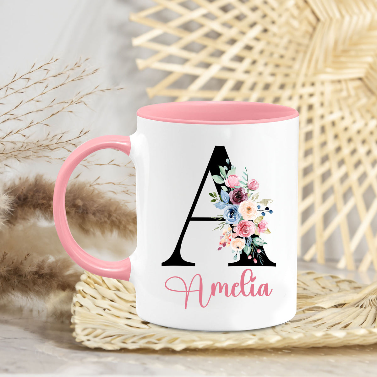 Personalized Gifts For Women Init Letter Custom Mug 11Oz, Birthday Gifts For Mom
