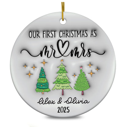 Personalized First Christmas Married Ornament 2025 3D Inflated Effect
