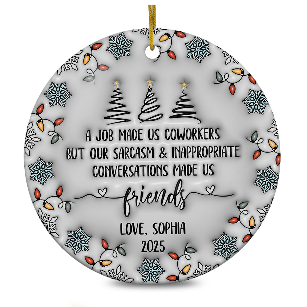 Personalized Ornament 3D Inflated Effect Coworker Gifts For Women