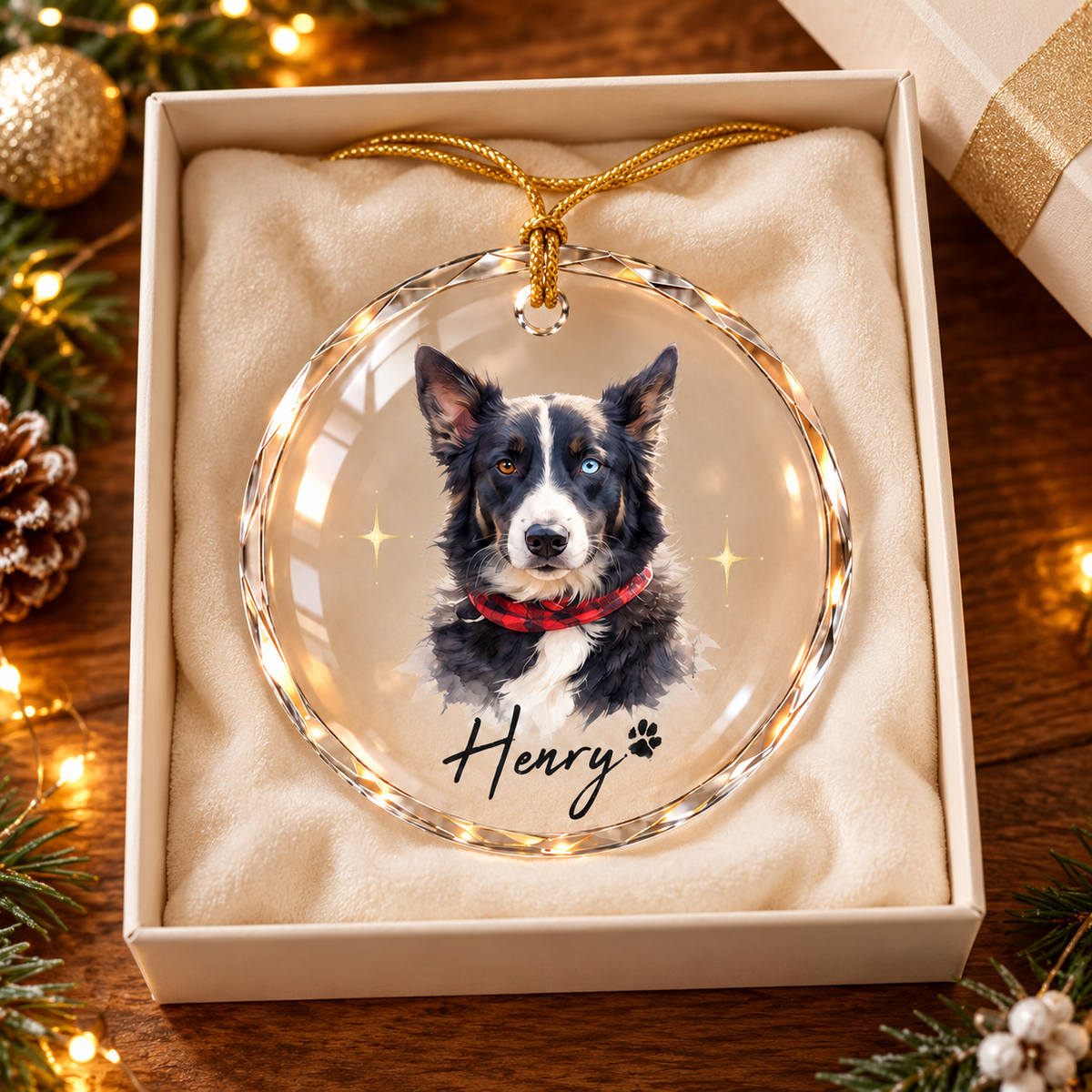 Personalized Watercolor Pet Photo Ornament: Custom Memorial Keepsake