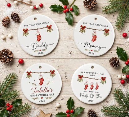 Stocking Names for 3 to 6 Members Including Pets - Our First Christmas 2026 Keepsake Gift