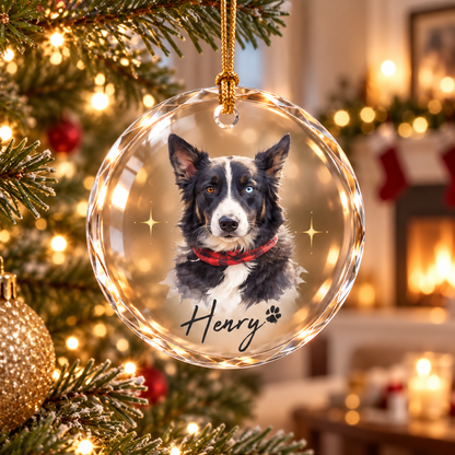 Personalized Watercolor Pet Photo Ornament: Custom Memorial Keepsake