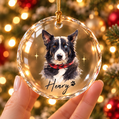 Personalized Watercolor Pet Photo Ornament: Custom Memorial Keepsake