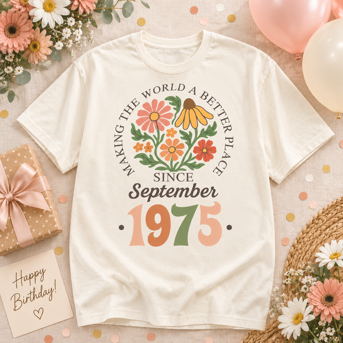Personalized Birth Month Year Vintage Shirt, Custom Birth Flower Birthday Tee Custom Multi Style