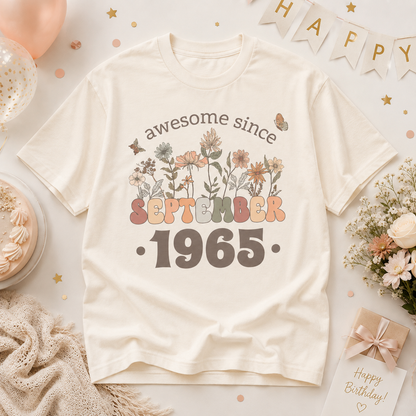 Personalized Birth Month Year Vintage Shirt, Custom Birth Flower Birthday Tee Custom Multi Style