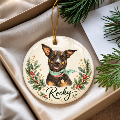 Personalized Watercolor Pet Photo Ornament: Custom Memorial Keepsake